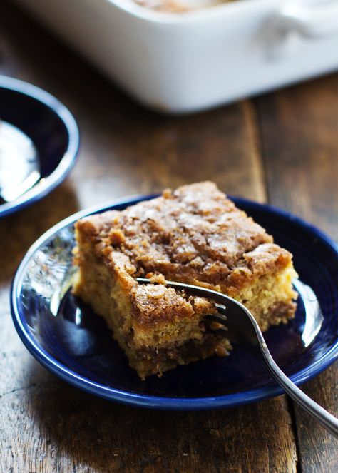 Cinnamon Sugar Zucchini Coffee Cake from Pinch of Yum - incredibly moist with a great citrus taste to it. No mixer needed! Zucchini Coffee Cake, Pinch Of Yum, Cinnamon Roll Cake, Coffee Cake Recipes, A Piece Of Cake, Piece Of Cake, Coffee Date, Cake Ingredients, Cinnamon Sugar