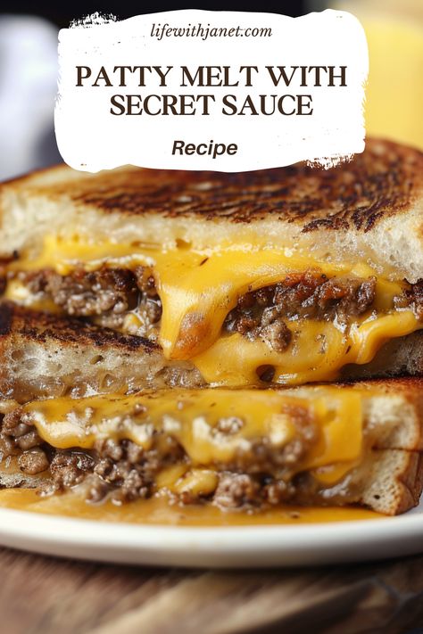 Patty Melt with Secret Sauce Secret Sauce Recipe, Patty Melt Recipe, Melt Recipe, Patty Melt, Hamburger Recipes, Secret Sauce, Lost 100 Pounds, Beef Recipes Easy, Cheese Sandwich