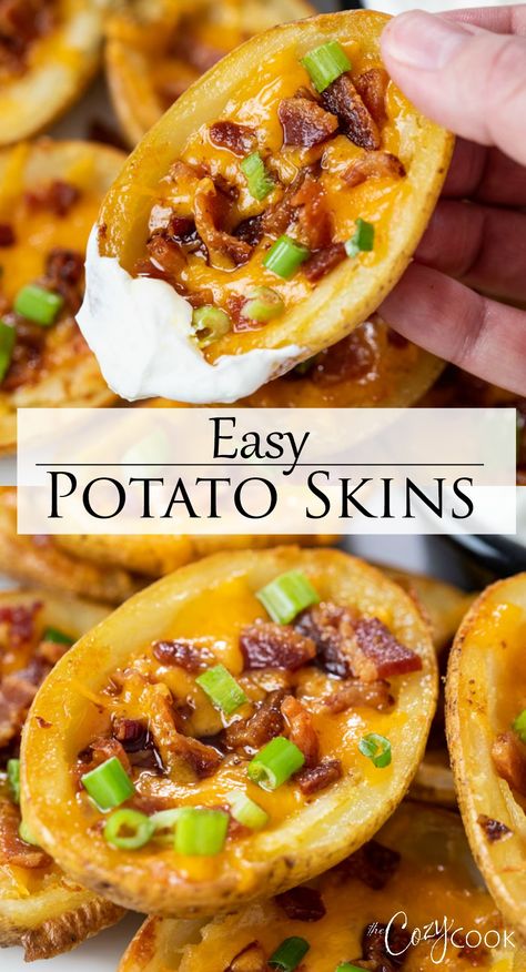 Easy Potato Skins, Potato Skins Appetizer, Antipasto Platters, Potatoe Skins Recipe, Baked Potato Skins, Potato Appetizers, Potato Skin, Potato Recipes Side Dishes, Slices Recipes