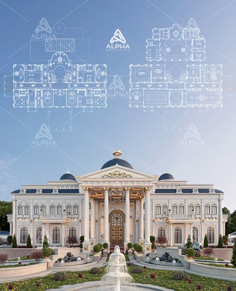 Luxury Mansion Design on Behance Luxury Homes Dream Houses Exterior, Living Room Classic Design, Floor Decoration Ideas, Classic Style Aesthetic, Classic Exterior Design, Mansion Plans, Mansion Luxury, Castle House Design, Luxurious Mansion