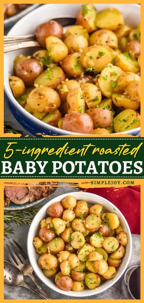 Roasted Baby Potatoes, christmas side dishes, holiday dinner ideas Baked Petite Gold Potatoes, Miniature Potatoes Recipe, Small Colored Potatoes Recipe, Boiled Golden Potato Recipes, Cooking New Potatoes, Small Whole Potatoes Recipes, Mini Potato Medley Recipe, Small Patotoes Recipes, Small New Potatoes Recipe