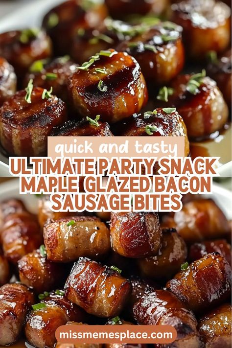 Meal Prep Weight Gain, Sweet Sausage Recipes, Recipes With Maple Sausage, Bacon Wrapped Sausages, Sausage Bites, Sausage Wrap, Make Ahead Brunch, Make Ahead Appetizers, Bacon Appetizers