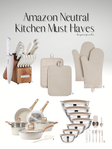 Crate And Barrel Kitchen Decor, Taupe Kitchen Accessories, Minimalist Amazon Finds, Beige Kitchen Accessories, Amazon Kitchen Essentials, Trendy Decor 2023, Amazon Neutral Decor, Amazon Must Haves Decor, Neutral Kitchen Accessories