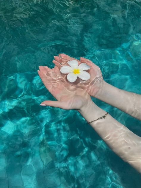 hands holding a flower floating in a pool Jumping Into Pool Aesthetic, Pool Day Inspo Pics, Pool Vacation Aesthetic, Pool Day Vibe, Pool Pic Inspo Aesthetic, Swimming Pools Aesthetic, Swimming Pool Pictures Instagram, Pool Story Instagram, Swimming Pool Pic