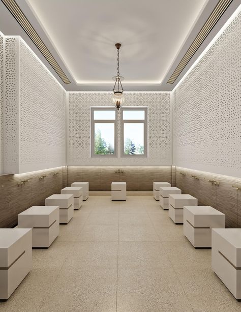 Mosque Interior Design, Modern Islamic Interior, Ablution Islam, Sacred Room, Large Bathroom Remodel, Mosque Interior, Mosque Design Islamic Architecture, Islamic Interior Design, Muslim Prayer Room Ideas