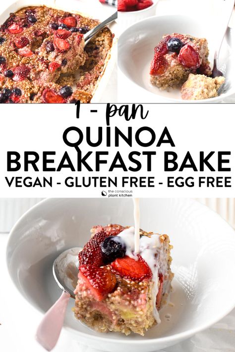 Quinoa Breakfast Bake, Cinnamon Quinoa, Banana And Cinnamon, Quinoa Oatmeal, Vegan Baked Oatmeal, Vegan Breakfast Casserole, Foods Ideas, Gf Breakfast, Slow Cooker Breakfast