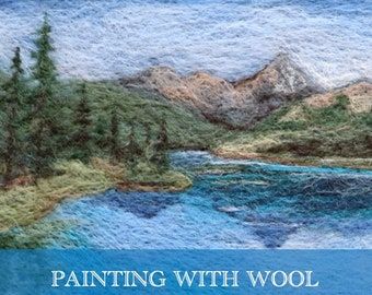 Felting Landscapes, Elements Of Art Space, Painting With Wool, Poppy Decor, Ocean Landscape Painting, Highland Cow Painting, Wool Painting, Bathroom Artwork, Needle Felting Diy