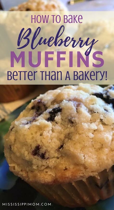 How to Make Blueberry Muffins Better than A Bakery - MississippiMom.com Desserts That Use Butter, Blueberry Muffins Without Eggs, Blueberry Muffins With Fresh Blueberries, Blueberry Muffins With Streusel Topping, Blueberry Ideas, Fresh Blueberry Muffins, Shirley Brown, Recipes Pastry, Muffins With Streusel Topping