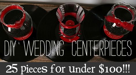 Red White and Black Wedding Centerpieces | Get Ready Set Go: DIY Wedding CenterPieces for under $100!?!? Black Wedding Centerpieces, Homemade Wedding Centerpieces, Red White And Black Wedding, Wedding Centerpieces Diy Red, Black And White Centerpieces, Red Events, Cheap Wedding Table Centerpieces, Black Centerpieces, Black Red Wedding