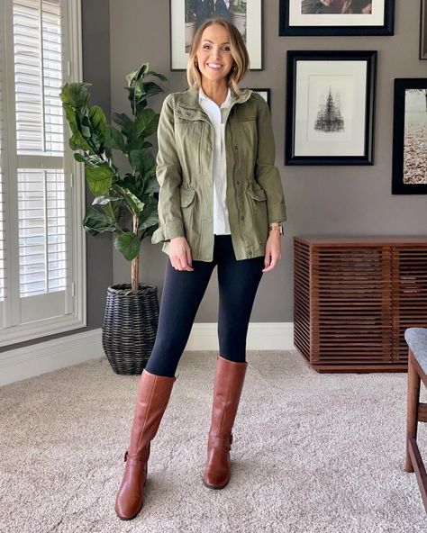 Knee High Boots Outfit Work, Olive Linen Pants, Riding Boot Outfits, Leopard Ankle Boots, Boots Outfits, Tan Ankle Boots, Olive Jacket, Fall Fashions, 2024 Style