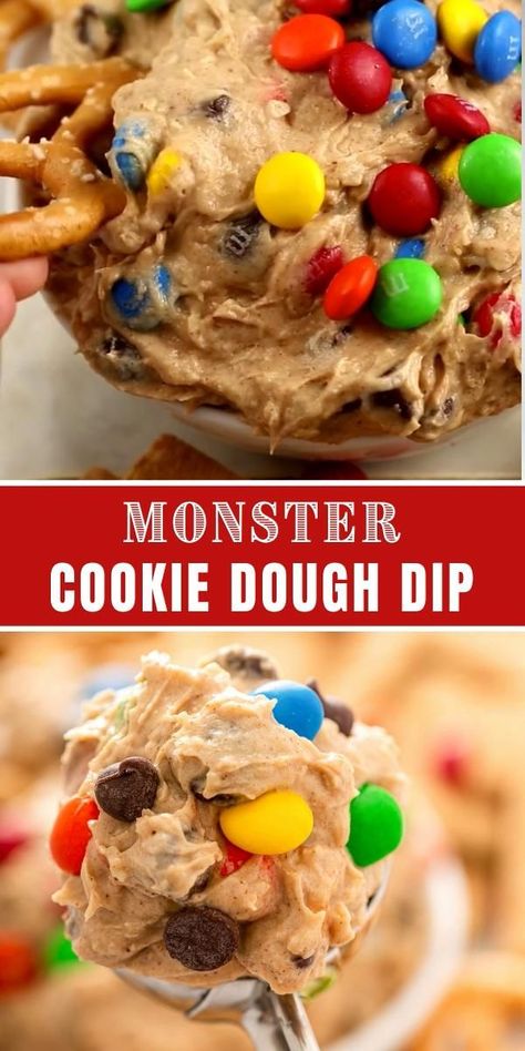 Desserts That Start With M, Monster Cookie Dip Recipe, Lunch Ideas For Big Family, Cookie Monster Dip, Dip Dessert Recipes, Monster Cookie Dip, Desert Dips Recipes, Cookie Dip Recipes, Dessert Dips Easy