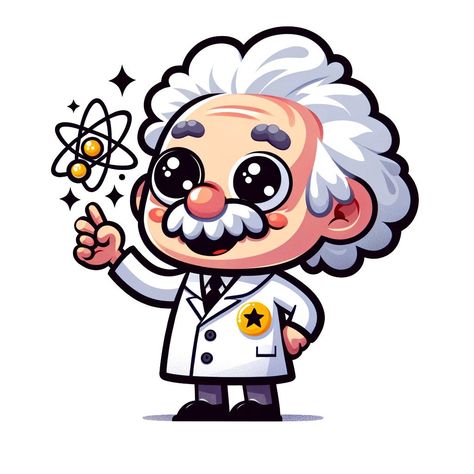 Science Related Stickers, Cute Scientist Drawing, Albert Einstein Drawing Cartoon, Drawing For Science, Einstein Sticker, Albert Einstein Drawing, Thinking Sticker, Math Stickers, Stickers Science