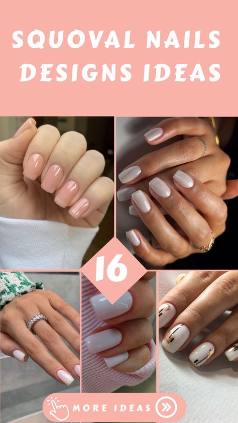 Squoval Nails 16 Ideas: A Chic and Timeless Nail Trend Simple Acrylic Nails Squoval, Squarvole Nails, Squoval Nails Medium Length, Ombre Nails Squoval, Square Oval Acrylic Nails, Short Squoval Acrylic Nails Fall, Trendy Minimalist Nails Square, French Tip Squoval Nails, Sqovalnails Medium