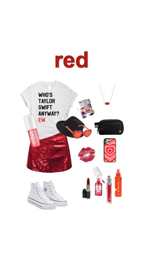 what i would wear to the eras tour as red 💋🎤 #outfitinspo #clothes #taylorswift #erastour Consert Outfits, Taylor Swift Halloween Costume, Gig Outfit, Taylor Swift Costume, Taylor Swif, Eras Tour Outfit, Taylor Outfits, Taylor Swift Tour Outfits, Swift Tour