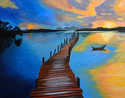 Check out new work on my @Behance portfolio: "Bridge at dawn" http://be.net/gallery/52516301/Bridge-at-dawn Bridge Over Water Painting, Bridge Art Paintings, Bridge Drawing, Bridge Artwork, Beach Art Painting, Bridge Painting, Reflection Art, Bridge Art, Large Canvas Painting