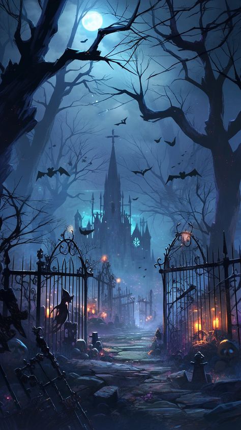 Spooky Castle Aesthetic, Fantasy Phone Background, Halloween Imagem, Facts About Halloween, Castle Background, Castle Painting, Dark Castle, Magic Land, Gothic Castle