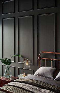 Grey Paint Colours, Dark Gray Bedroom, Best Gray Paint, Dark Grey Walls, Revere Pewter, Living Room Red, Grey Paint, Accent Wall Bedroom, Grey Paint Colors