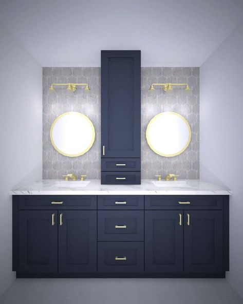 Vanity With Linen Cabinet, Double Vanity Sink, Mirror And Sconces, 2024 Bathroom, Chic Bathroom, Master Bath Remodel, Double Vanity Bathroom, Linen Cabinet, Boys Bathroom