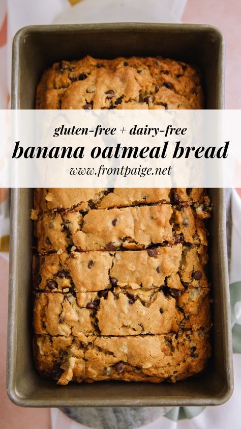 Gluten-free & Dairy-Free Banana Chocolate Chip Oatmeal Bread is full of sweet banana flavor, rich pools of chocolate chips and full of nutty oatmeal that adds texture and flavor. Give this banana bread recipe a try! Vegan Gluten Free Muffins, Vegan Chocolate Chip Muffins, Dairy Free Banana Bread, Banana Oat Bread, Oatmeal Banana Bread, Oat Bread, Flours Banana Bread, Vegan Gluten Free Desserts, Oatmeal Bread