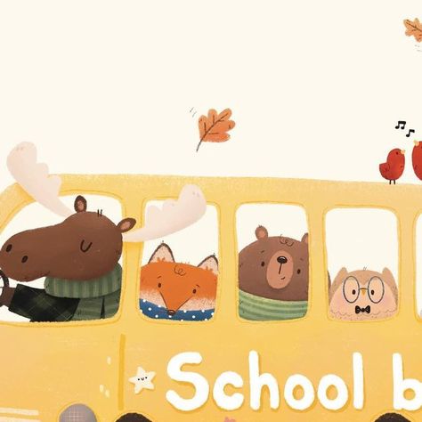 School Bus Illustration, Bus Illustration, Have A Wonderful Weekend, House Crafts, Corner House, Forest School, Wonderful Weekend, Art Challenge, School Bus