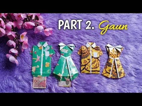 Ide Kreatif Cara Membuat Amplop Lebaran Dari Kertas Kado | Part 2. Gaun - YouTube Seni Origami, Paper Crafts For Kids, Origami Art, Craft Gifts, Gift Bags, Origami, Crafts For Kids, Paper Crafts, Gifts