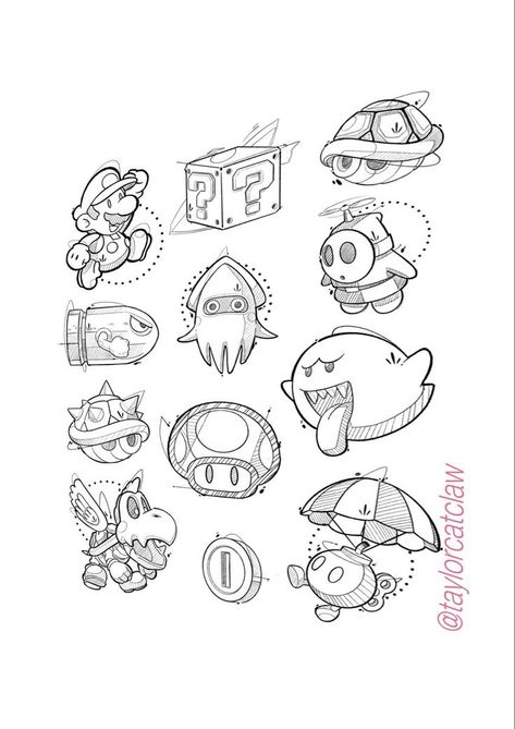 Mario Art Tattoo, Gamer Flash Tattoo, Super Mario Flash Tattoo, Colour Flash Tattoo, Pokemon Flash Sheet, Mario Flash Tattoo, Nintendo Flash Tattoo, Pokemon Black And White Tattoo, Cartoon Flash Sheet