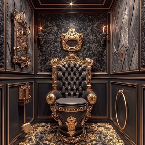 Experience royal comfort with our Throne-Inspired Toilet, a luxurious and elegant addition to your bathroom. Designed to evoke the grandeur of a majestic throne, this toilet features intricate detailing and high-quality materials that exude sophistication. The ergonomic seat ensures optimal comfort, while modern flushing technology guarantees efficiency and water conservation. Perfect for those who seek a blend of opulence and practicality, this throne-inspired toilet transforms an everyday n... Gold Toilet Seat, Multiverse Images, Fancy Toilets, Toilets Modern, Throne Toilet, Toilet Seat Design, Luxurious Toilet, Ladies Restroom, Royal Bathroom