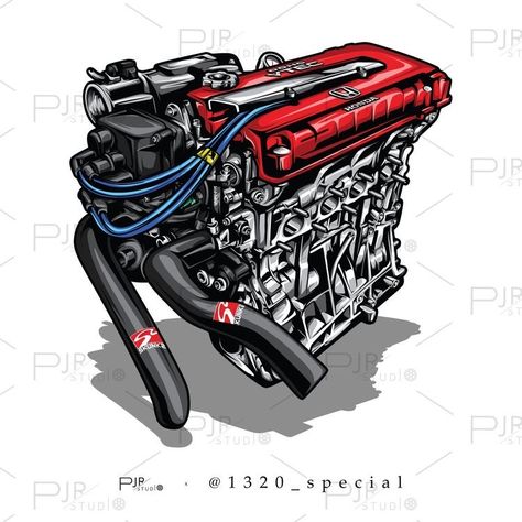 Car Crafts, Engine Tattoo, Wallpapers Cars, Cars Illustration, Vtec Engine, Honda Vtec, Honda Civic Car, Mechanic Tattoo, Automotive Logo Design