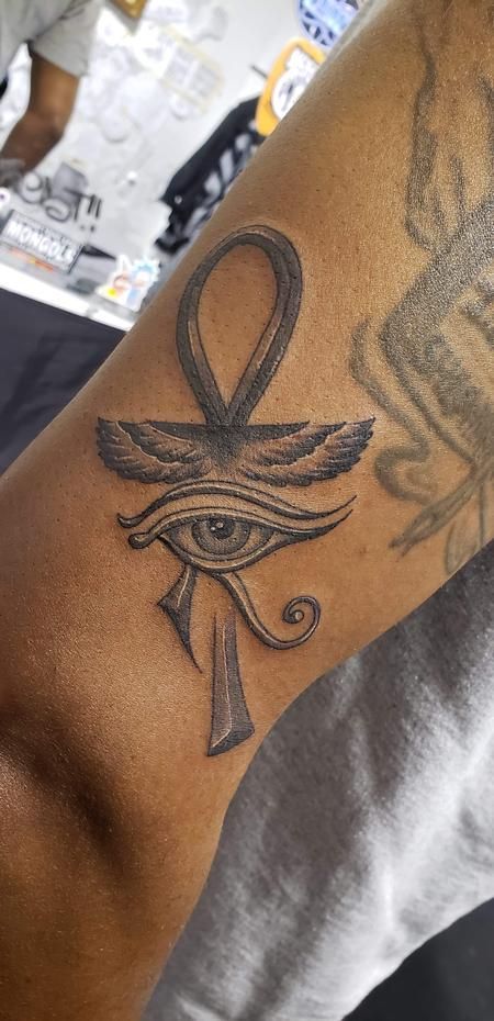 The Ankh Tattoo, Tattoo Eye Of Horus, Black Activist, Eye Of Horus Tattoo, Egyptian Eye Tattoos, Ankh Tattoo, Horus Tattoo, Tattoo Eye, Egyptian Tattoo Sleeve