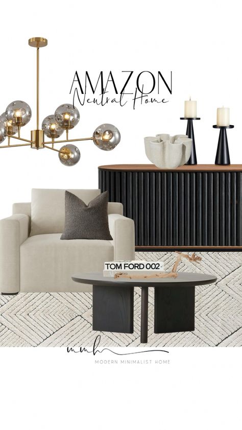 Neutral Amazon home decor. LIVING ROOM // LIVING ROOM DECOR // LIVING ROOM INSPO // LIVING ROOM DESIGN // LIVING ROOM FURNITURE // MODERN LIVING ROOM // ROOM DECOR // AFFORDABLE HOME DECOR // MODERN HOME DECOR // MODERN HOME // HOME DECOR // AMAZON HOME DECOR // Follow my shop @modern.minimalist.home on the @shop.LTK app to shop this post and get my exclusive app-only content! #liketkit #LTKhome #LTKstyletip #LTKfindsunder100 @shop.ltk Chic Contemporary Living Room, Shop The Look Living Room, Neutral With Black Accents Living Rooms, Quiet Luxury Living Room, Small Moody Living Room, Open Concept Living Room Ideas, Black And Cream Living Room, Moody Living Room, Modern Minimalist Home