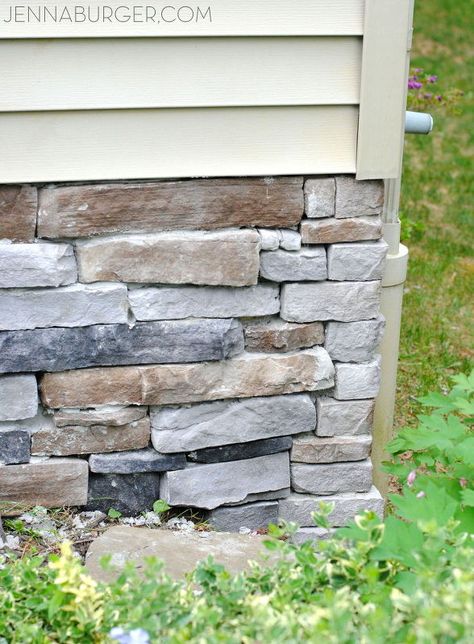 adding stone veneer to a concrete foundation wall, concrete masonry, outdoor living, porches Faux Stone Veneer, Stone Veneer Wall, Diy Home Upgrades, Concrete Foundation, Porch Paint, Christmas House Lights, Funky Junk Interiors, Casa Patio, Autumn Inspired