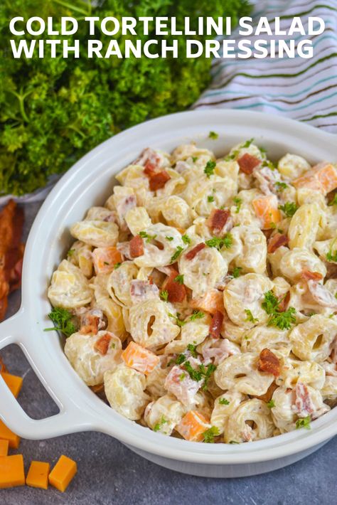 Bacon Ranch Tortellini Pasta Salad, Cheese Tortellini Salad Recipes, Cheese Tortellini Salad Cold, Cold Pasta Salad Recipes Tortellini, Cold Tortellini Salad Recipes, Ranch Tortellini Pasta Salad, Totillinie Pasta Salad, Tortelinni Pasta Salad, Pasta Salad With Cheese Tortellini