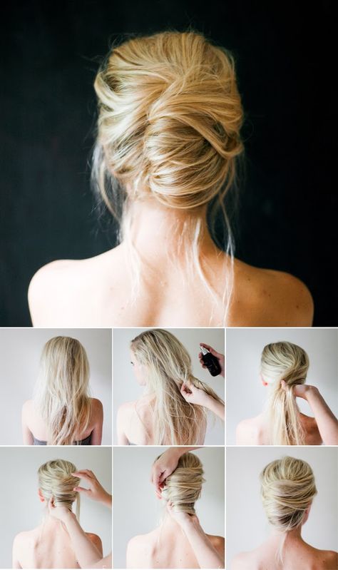 Get Messy: 5 Buns To Try Right Away Sanggul Modern, French Twist Updo, 5 Minute Hairstyles, Diy Wedding Hair, Vlasové Trendy, Peinados Recogidos, Updo Hairstyle, Step By Step Hairstyles, Penteado Cabelo Curto