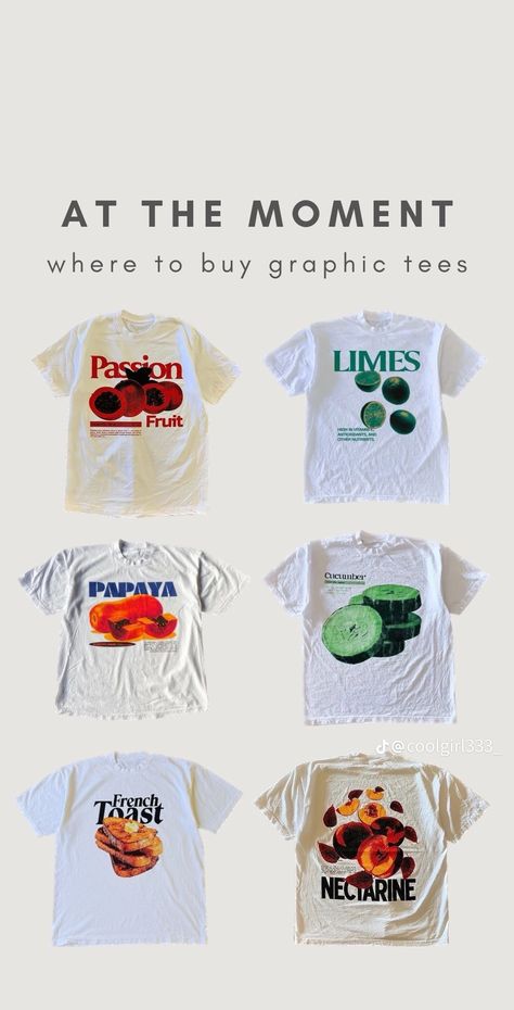 Where To Get Graphic Tees, Where To Buy Graphic Tees, Graphic Design For Clothing, Shirt Designs Ideas, 90s Shirts Graphic Tees, Aesthetic Graphic Tees, Merchandise Ideas, Fruit Shirt, Cool Graphics