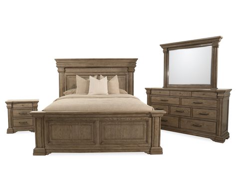 Wooden Bed Set, Transitional Bedroom, Queen Panel Beds, Brown Bedroom, Bedroom Essentials, Pike Place, Queen Bedroom, King Bedroom, King Bedding Sets