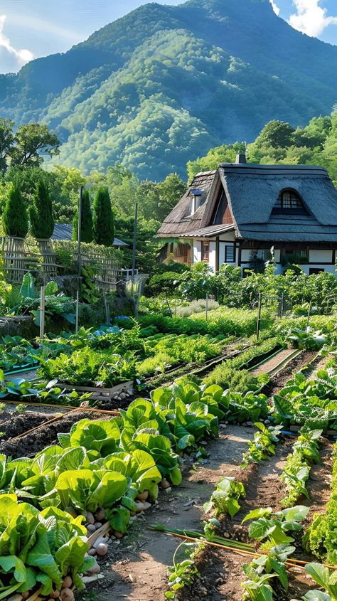 Pig Wallpaper, Farming System, House In Nature, Vegetable Gardens, Dream Land, Gate House, Vegetable Garden Design, Country Side, Garden House