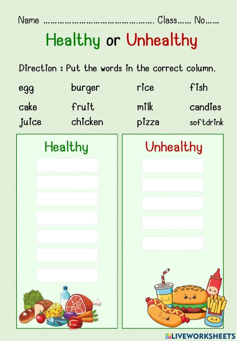 Food And Nutrition Worksheets, Healthy Vs Unhealthy Food Worksheet, Healthy Foods Worksheet, Food And Drink Activities For Kids, Food And Health Worksheet, Healthy And Non Healthy Food Activities, Science Worksheets For Grade 4, Food In English For Kids, Healthy Food Unhealthy Food Activities