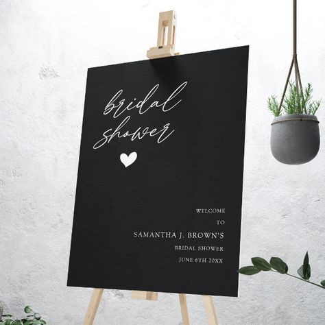 Black and White Modern Bridal Shower Welcome Sign White Bridal Shower Theme, Bridal Shower Champagne, Bridal Shower Inspo, Bridal Shower Balloons, Wedding Shower Themes, White Bridal Shower, Bride Shower, Wedding Shower Decorations, Bridal Bachelorette Party