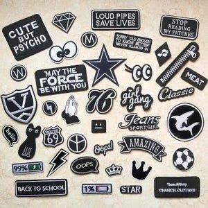 Black And White Embroidery, Letters Stickers, Applique Clothes, Ironing Pad, Eco Friendly Diy, Tshirt Bag, Letter Stickers, Diy Patches, Sticker Patches