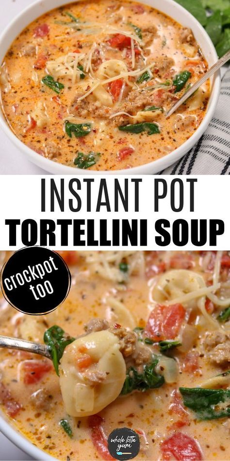 Crock Pot Tortellini Soup, Tortellini Soup Crockpot, Crockpot Tortellini, Crock Pot Tortellini, Italian Tortellini, Creamy Tortellini Soup, Sausage Tortellini Soup, Italian Sausage Recipes, Tortellini Recipes