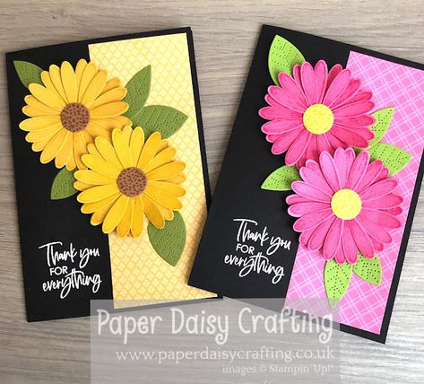 Su Medium Daisy Punch, Diy Flower Card, Creative Card Making Ideas, Handmade Greeting Card Designs, Designer Paper Cards, Flowers Cards, Card Design Handmade, Pink Daisies, Paper Daisy