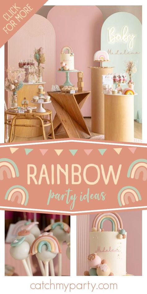 Pastel Rainbow Baby Shower Theme, Muted Rainbow Baby Shower Ideas, Rainbow Boho Baby Shower Ideas, Rainbow Theme Baby Shower Ideas, Pastel Rainbow Baby Shower Ideas, Love Baby Shower Theme, Baby Shower Rainbow Theme, Boho Rainbow Baby Shower Ideas, Rainbow Baby Shower Ideas