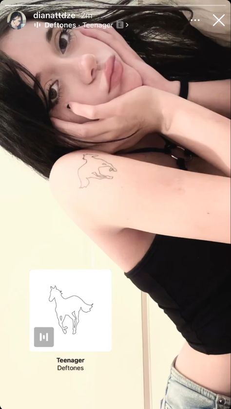 White Pony Tattoo, Deftones Tattoo Ideas, Deftones Tattoo, Pony Tattoo, My Little Pony Tattoo, Fits Inspiration, Shoulder Tattoos, Type Shi, Alter Ego