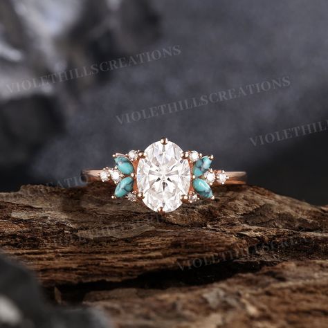 Native Engagement Rings, Western Engagement Rings With Turquoise, Rings Engagement Country, Rose Gold And Turquoise Wedding Ring, Engagement Rings Tourquise, Engagement Rings With Turquoise Band, Turquoise Wedding Bands For Women, One Of A Kind Wedding Rings, Promise Rings Western