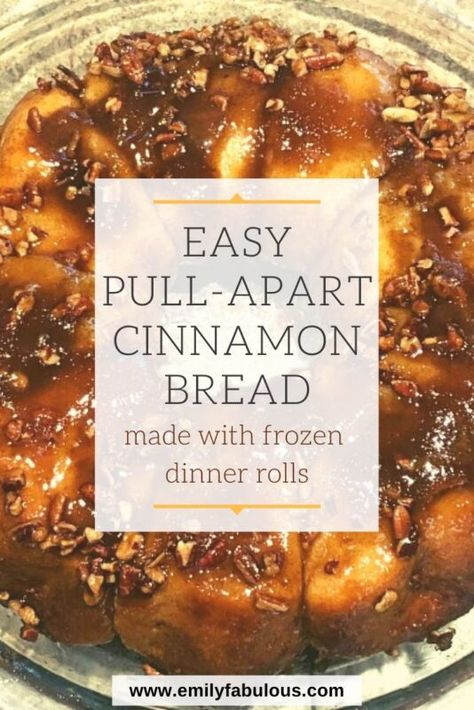 Cinnamon Roll Pull-Apart Bread | Rhodes Frozen Rolls | EmilyFabulous Frozen Rolls Recipes, Frozen Bread Dough Recipes, Rhodes Cinnamon Rolls, Rhodes Rolls Recipes, Rhodes Bread Dough, Cinnamon Monkey Bread, Rhodes Dinner Rolls, Cinnamon Pull Apart Bread, Rhodes Rolls