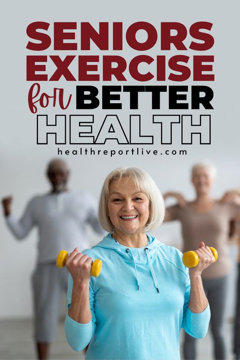 Here is a woman holding two yellow dumbs in front of a group of people Weight Lifting Benefits, Exercise For Seniors, Elderly Health, Senior Posters, Female Health, Fitness Tips For Women, Best Exercise, Senior Health, Benefits Of Exercise