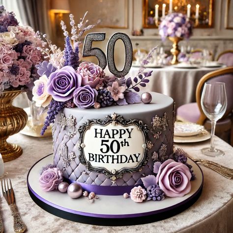 50th Birthday Cake Ideas Images 3 51st Birthday Cake For Women, 50th Birthday Cake Ideas For Women, Purple And Silver Cake, 50 Birthday Cake Ideas For Women, 55th Birthday Cake, 50th Birthday Cake Ideas, 50th Birthday Cake Images, Happy 50th Birthday Wishes, 50th Birthday Cakes