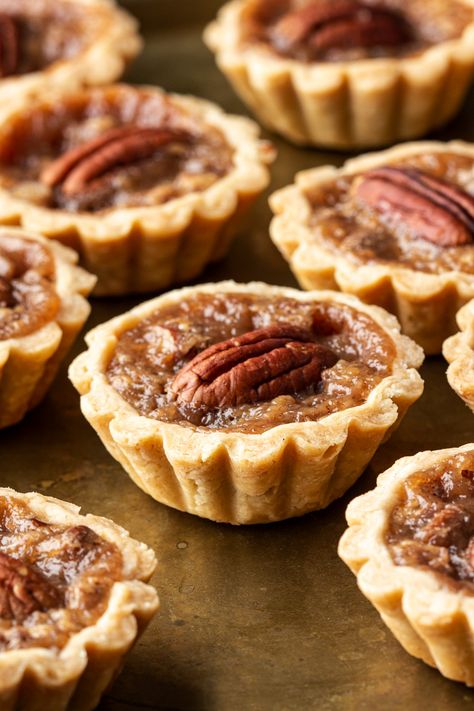 Mini vegan pecan pies - Lazy Cat Kitchen Pecan Pie Tarts, Vegan Pecan Pie, Lazy Cat Kitchen, Vegan Pecan, Mini Pecan Pies, Pecan Pies, Gluten Free Pastry, Cat Kitchen, Bakewell Tart