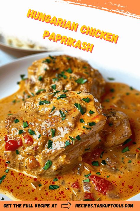 Discover the rich and comforting flavors of Hungarian Chicken Paprikash with this traditional recipe. Perfect for cozy dinners, this dish features tender chicken simmered in a creamy paprika sauce, creating a warm and inviting meal that's both satisfying and easy to make. Pair it with noodles, rice, or dumplings to soak up the delicious sauce. Dive into the heart of Hungarian cuisine and explore this authentic recipe that will quickly become a family favorite. Ideal for both weeknight dinners and special occasions, bring a taste of Elegant Meat Dishes, Crock Pot Chicken Paprikash, Chicken Paprikash Recipe Hungarian, Russian Chicken Recipe, Hungarian Food Recipes, Chicken Paprikash Hungarian, Chicken Paprikash With Dumplings, Russian Chicken, Chicken Paprikash Recipe