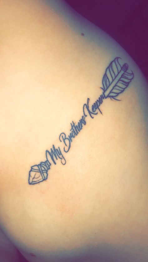 My brothers Keeper💕  @JaysonBegay #brothersistertattoo I Am My Brothers Keeper Tattoo For Women, Tattoo Ideas For Brothers Who Passed, My Brothers Keeper Tattoo Ideas Sisters, In Memory Of Brother Tattoo, Brother Tattoo In Memory Of, Brother Tattoo Ideas For Sister, Tattoos For Brothers Who Passed, Tattoo For Brother Who Passed, Tattoo Ideas For Brothers